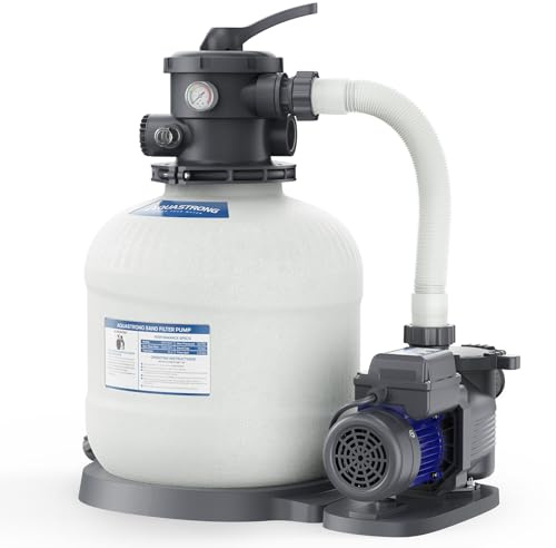 AQUASTRONG 16 Zoll Sandfilterpumpe für Aufstellpool mit Timer, 3/4 PS Poolpumpen oberirdisch 3800 GPH für Pools bis 16000 GAL, Poolfilter mit 6-Wege-Ventil, Verbesserte Zirkulation und Filtration1