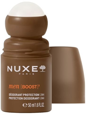 NUXE Men Aluminum Free Roll-on Deodorant, Extra Strength 24 Hour, Alcohol Free Odor Protection, Fast-Drying Formula, Woody & Spicy Scent, 1.6 Oz