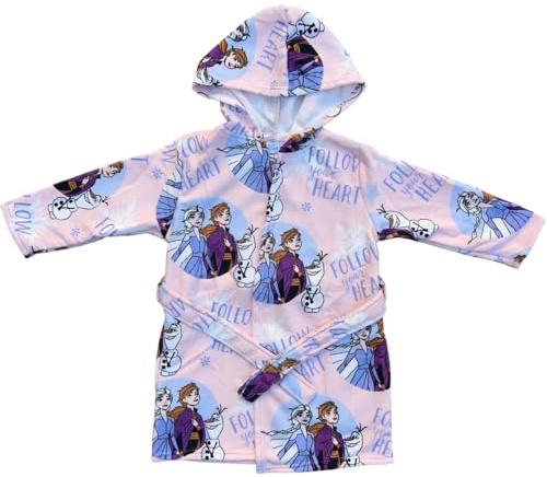 Accappatoio bambina Frozen Disney in microfibra 100% Poliestere con cappuccio e tasche asciugatura rapida ideale per bagno piscina mare
