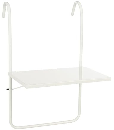 MICA Decorations Seatle Balkontisch – Balkon Möbel – Balkon Plateau – 57,5 x 38 cm – Metall – Weiß