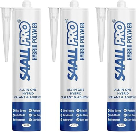 Caravan and Motorhome Adhesive Sealant - All-in-One Hybrid Polymer Sealant & Adhesive - Anti-Mould, Waterproof, Paintable & Fast Curing - White - 290ml (Pack of 3)