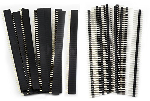 Aussel 40 Stück 2.54mm Breakaway Platine 40Pin Stecker und Buchsenleiste für Arduino Shield (PIN-2 40PCS)