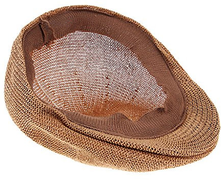 Hellery Stroh Mütze Gatsby Flatcap Schiebermütze Schirmmütze Kappe Sommerhut Newsboy Hat Flat Cap - Khaki, 58 cm