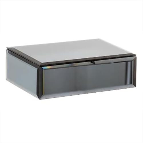 Paris Prix Atmosphera Créateur d'intérieur - Boîte à Bijoux & Miroir en Verre Teinte 20cm Gris
