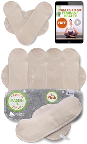 Öko Slipeinlagen waschbar aus Bio Baumwolle (Größe M, 7er-Pack); kleine, dünne Slipeinlagen Damen & Mädchen MADE IN EU; waschbar bei hoher T°; 100% atmungsaktiv (kein PUL/TPU) für täglichen Ausfluss
