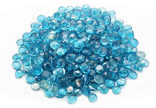Suwimut Glasvasenfüller, 2,3 kg, Blaue Farbe Flache Murmeln, Vase Füllstoffe, dekorative Glasperlen (ca. 500 Steine)
