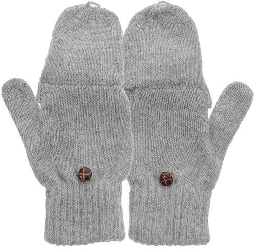 SOIMISS Wolle Halbfinger Winterhandschuhe Gestrickte Warme Handschuhe mit Flip Cover Kaltwetterhandschuh Handschuhe Handwärmer
