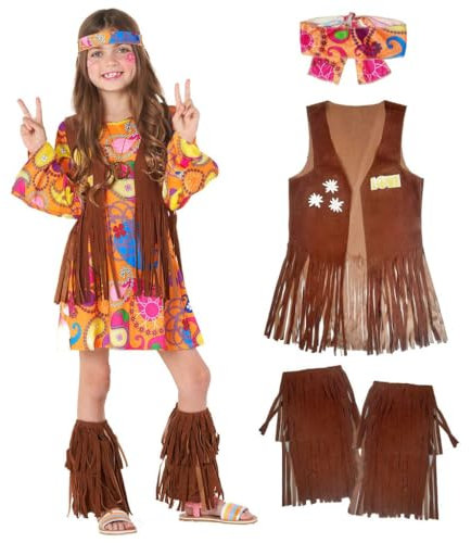Morph Kostüm Hippie für Mädchen, Perfekt für Karneval und Fasching, Erhältlich in Verschiedenen Größen, S