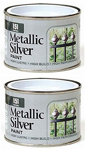SDMAX 151 Coatings 2 X Metallic Silver Paint 180ml Tin Tough & Durable For Decorating Interior Exterior, Versatile Surface Compatibility, High-Lustre Finish