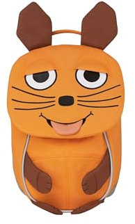 Affenzahn Kleiner Kindergartenrucksack in Form Einer Maus, in der Farbe orange, reflektierend, ergonomisch, Name auf ausziehbare Zunge, AFZ-FAS-001-041