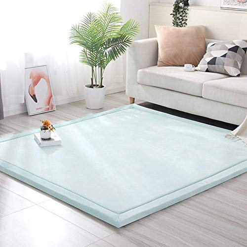 SAZDFY Verdickte Memory Foam Baby-Spielmatte, großer Teppich mit Samtbereich rutschfeste Teppich-Krabbelteppiche für Kinderzimmer Schlafzimmer Yoga-Matte Tatami-Matte Himmelblau 200x220cm (79x87inch)