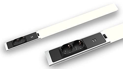 BOLD LED Küchen-Unterbauleuchte (Unterschrank-Leuchte) mit 2 Steckdosen und 2 USB-A Anschlüsse (1500 Lumen | 18 W | 4000k Neutralweiß | IP20 | 80 cm Länge), Silber