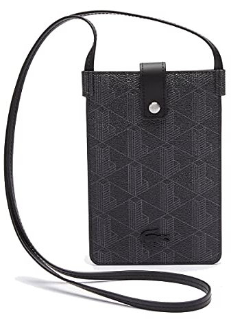 Lacoste Herren Handytasche Phone CC Holder,Lederimitat (100% PVC),12x18x1cm, Handtasche Etui,SCHWARZ/GRAU (H45),Einheitsgröße (One Size)