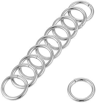 sourcing map 30 Stück O Ringe 0.39(10mm) Metall für Riemen Taschen Gürtel DIY Handwerk Silber Ton