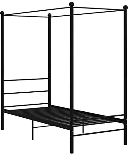 vidaXL Himmelbett Metallbett Bett Einzelbett Bettrahmen Bettgestell Lattenrost Schlafzimmermöbel Schlafzimmerbett Schwarz Metall 100x200cm