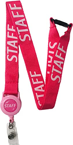 PAC Supplies Global 20 mm buntes Mitarbeiter-bedrucktes Abzeichen-Schlüsselband mit Sicherheitsverschluss, rose, 1 Lanyard