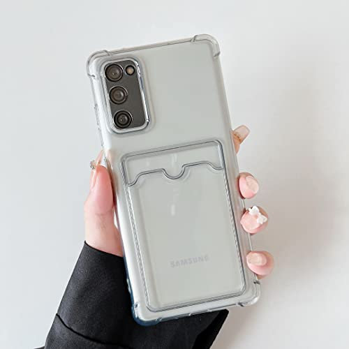 DEFBSC Hülle für Samsung Galaxy S20 FE, Transparente Rückseite Handyhülle mit Kartenhalter, (Handykartenhalter) Ultra Dünn Weiche TPU Stoßfeste Durchsichtige Schutzhülle für - Schwarz