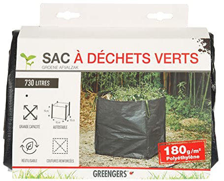 GREENGERS - Gartenabfallsack - Big Bag für Garten XXL 730 l, Gartenabfallsack XXL 730 l, Gartensack 730 l – 1 Beutel – sehr großes Volumen, selbststabil, 220 g/m² – L 90 x B 90 x H 90 cm