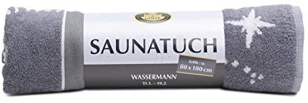 Gözze - Flauschiges Saunatuch mit Sternzeichen-Design, Wassermann, 100% Baumwolle - 80 x 180 cm, Anthrazit/Silber