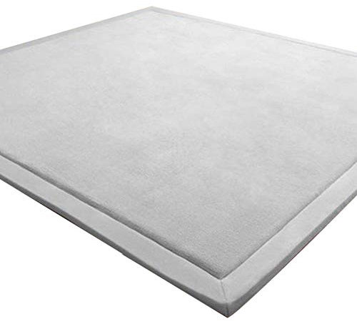 LEHOUR Verdickung Korallen Samt Teppich Kinder Krabbeldecke Weiche Tatami Teppiche Kinder rutschfeste Vergrößern Spielmatte (Grau, 180 * 200CM)