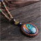 HXSCOO Ethnische Pfauenfeder-Halskette, Nepal-Schmuck handgefertigte Sandelholz-Lange Pullover-Weinlese-Schmuck-Halskette (Size : Style6)