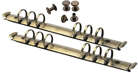 Mogoostry 2 x 6-Ringbuch-Mechanismus, A5-Notizbuch-Mechanismus, Ersatz-Set, bronzefarbene Metallklammer, runde Ringbinderücken, Kämme für Planer, Organizer