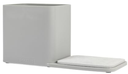 Salter Cool Hues Sink Caddy, Stone Base Dual Compartment | Light Grey Finish, Diatomite Insert Absorbs Water, Drainage Holes, Non Slip Feet, Dismantles For Easy Cleaning