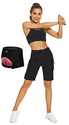 Cycorld Fahrradhose Damen Radhose, Radlerhose mit Innenhose und hochwertigem Sitzpolster, Schnelltrocknend Fahrradhose Damen Mountainbike Shorts Outdoor Shorts (Schwarze mit Unterwäsche, S)