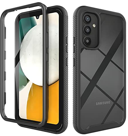 ESTH® Cover per Samsung Galaxy A34 5G Custodia in Silicone a Antiurto 360° con Protezione dello Schermo, Rugged Doppia Bumper Trasparente Case Integrale Cover, Nero