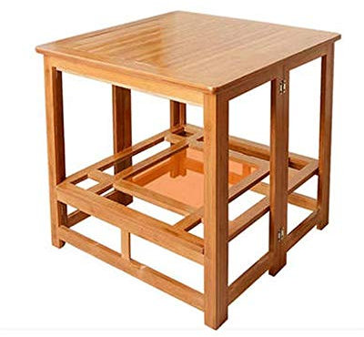 N/A Klapptisch aus Massivholz Gartentische Esstisch Home Doppelter quadratischer Massivholz-Esstisch Multifunktions-Grillrost Double The Comfort