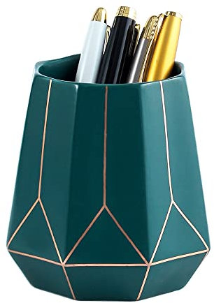 YOSCO Keramik-Stifthalter für den Schreibtisch, bunter Stiftehalter, Schreibtisch-Organizer, Make-up-Pinselhalter (B-Dunkelgrün)