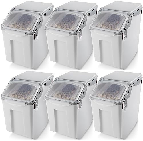 Sunnyray Airtight Food Storage Container Bin Rice Grain Storage Bin with Leak Proof Lid 18 Liter / 33 Lbs Flour Bins Large Pantry Storage Boxes for Kitchen Cereal Snack Cat Dog Food Container (6 Pack)