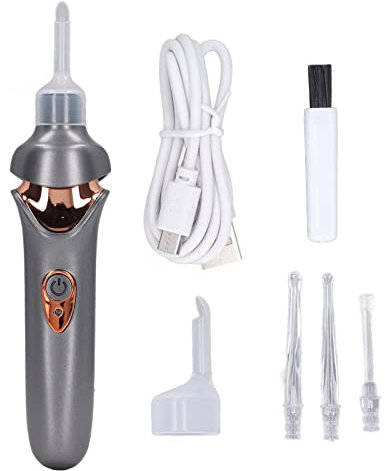 Aspirateur D'oreille électrique avec Lumière LED, Outil de Chargement de la Cire D'oreille, Outil de Déchargement de la Cire D'oreille, Aspirateur D'oreille, Kit D'élimination du (Noir)