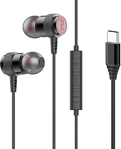 Auriculares USB C Earbuds,in-ear tipo C magnéticos auriculares con cable micrófono, espuma de memoria para iPhone 15 Pro Max MacBook Pro/Air, Samsung Galaxy S23 S22 Ultra S20 Note 20 10, Google Pixel
