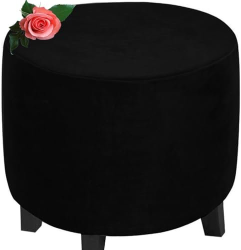 MeRcri Hockerbezug Rund 50 60 80 90 cm Ottoman Cover Ottomane Schonbezug Hocker Hussen für Fußhocker Stretch Ottomane Abdeckung Hocker Protector Hockerabdeckung (Color : I1, Size : 50 cm)