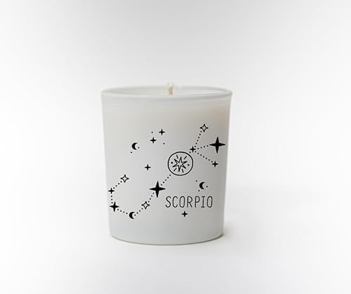 Original Soy Wax Zodiac Duftkerze Tierkreiszeichen: Skorpion - aus 100% veganem Sojawachs - Aromatherapie Weiße Kerzen - Sternzeichen Duftkerzen im Glas - Duft: Luxe Kaschmir