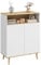 HOMCOM Aufbewahrungsschrank, Sideboard, Küche, mit verstellbarem Regal, Schrank mit 2 Türen, 80 x 38 x 102 cm, skandinavisches Design, Füße aus Massivholz, Weiß und Holzoptik