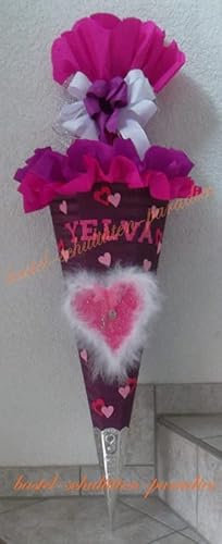 Bastelset Herz mit Federn, lila-pink, Metallspitze MaterialType 3D Wellpappe-Rohling