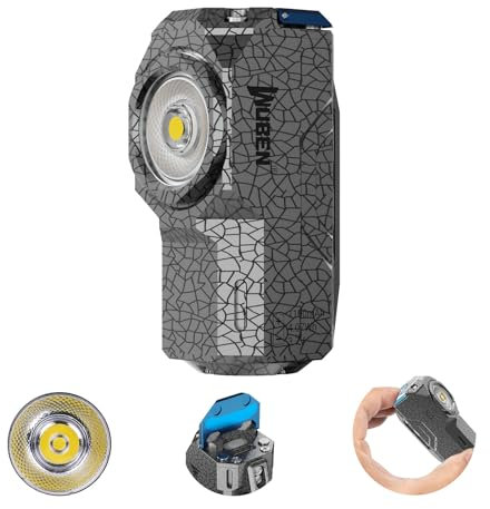 WUBEN X0 Mini linternas recargables, 800 lúmenes, pequeña EDC, 7 modos, bolsillos magnéticos, linterna para camping, reparación, senderismo, emergencia (esmalte agrietado versión titanio)