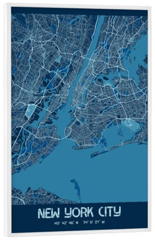 artboxONE Poster mit weißem Rahmen 60x40 cm Städte/New York NYC Stadtplan - Bild New York New York New York City