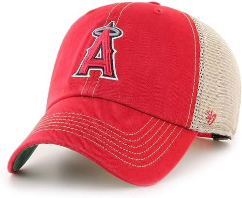 '47 MLB Trawler Team Color Mesh Trucker Clean Up verstellbare Mütze, Einheitsgröße für Erwachsene, Los Angeles Angels - Rot, Einheitsgr��e