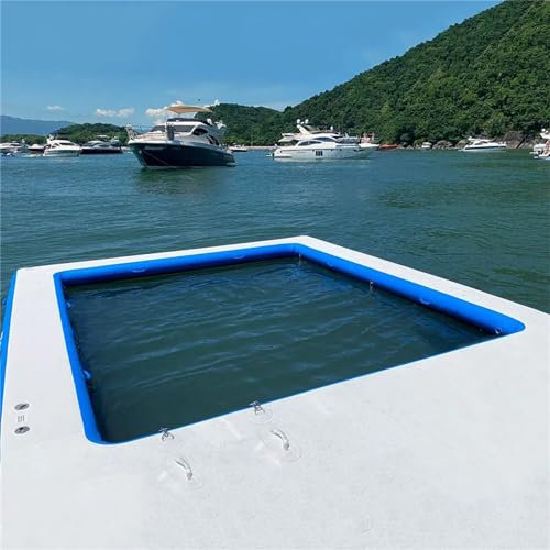 Gueploer Portable Ocean Pools Inflatable Sea Pool For Yacht Boat Floating With Net Anti-drowning With Electric Air Pump,16.4Ft/5M*26.2Ft/8M