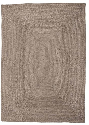 carpetfine Juteteppich Nele Taupe handgewebt aus Jute Rechteckig 40x60 cm | Moderner Naturteppich Uni im Boho - Style Flachgewebe Teppich für Wohnzimmer und Schlafzimmer