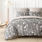 Tokokimo Housse de Couette 220x240 avec 2 Taies d'oreiller 65x65 cm - Motifs de Papillons et de Fleurs - Parure de lit 220x240 cm - Housse Couette avec Fermetures éclair, Brun Grisâtre