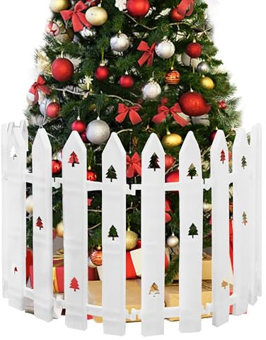 Recinzione per l'albero di Natale, 40 cm, 24 pezzi di recinzione bianca per l'albero di Natale, in plastica per animali domestici, recinzione per albero di Natale per bambini, motivo albero di Natale