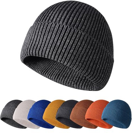 Enwokran Wintermütze Mütze Herren Damen Strickmütze Roll up Edge Cuffed Beanie Klassisches Design Herrenmütze Modern Weich Elastisch Haube Atmungsaktivem (Carbongrau)