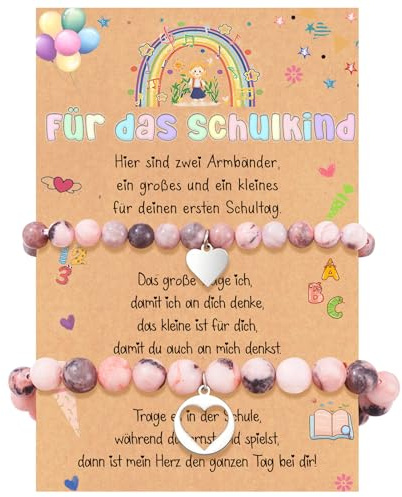 GGXDH Mutter Tochter Armband 2026 Einschulung Schulkind Geschenke Mädchen | Einstellbar Einschulungsgeschenke Partnerlook Mutter Tochter Geschenke zur Schulanfang