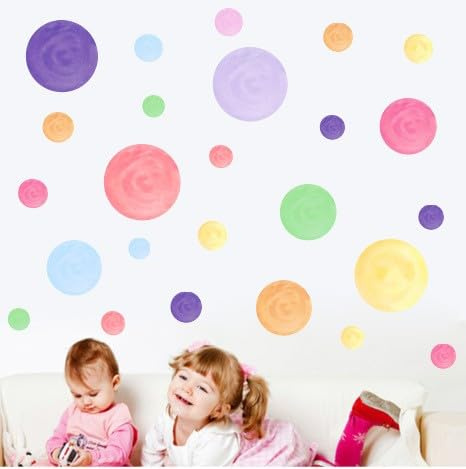 Vomika Gepunktete Wandaufkleber, entfernbare bunte Kreise, Wandaufkleber, zum Abziehen und Aufkleben, für Kinderzimmer, Kinderzimmer, Spielzimmer, Klassenzimmer, Wohnzimmer