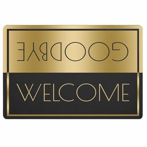 Entrance Door mat Modern Reversed Welcome Goodbye Door Mat for Front Door Hallway Black Gold Doormat Anti Slip Rug Carpet Minimalism Home Decor