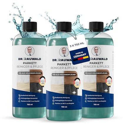 Dr. Rauwald Parkettreiniger – Streifenfreie Reinigung, langanhaltender Glanz – Schützt & pflegt alle Böden – Umweltfreundlich, Made in DE – 3 x 750 ml
